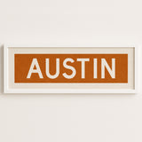 Framed Austin Orange Bus Scroll - Tejas Country Club