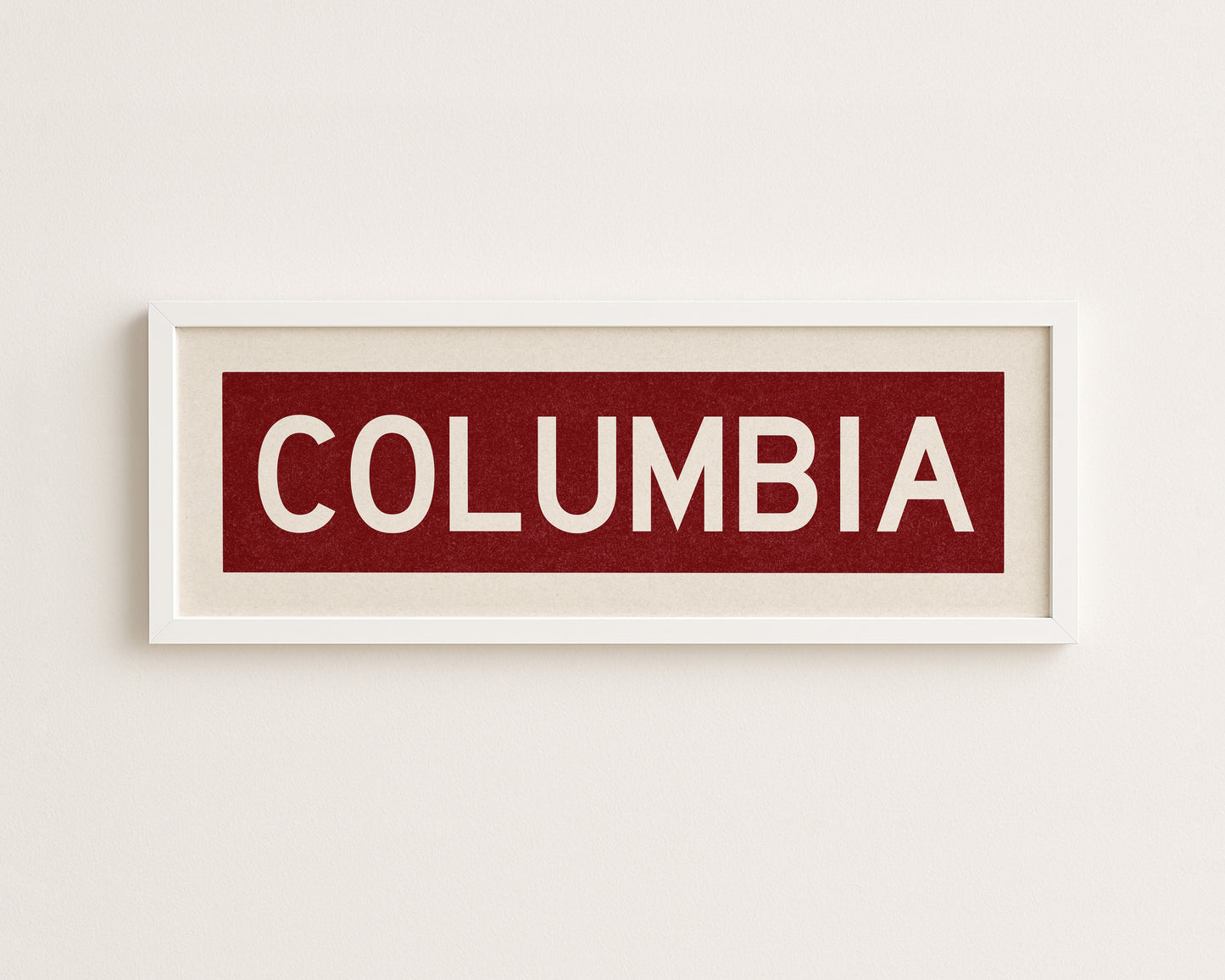 Framed Columbia Scarlet Bus Scroll