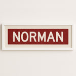 Framed Norman Crimson Bus Scroll - Tejas Country Club