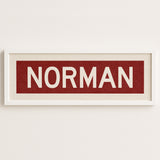 Framed Norman Crimson Bus Scroll - Tejas Country Club