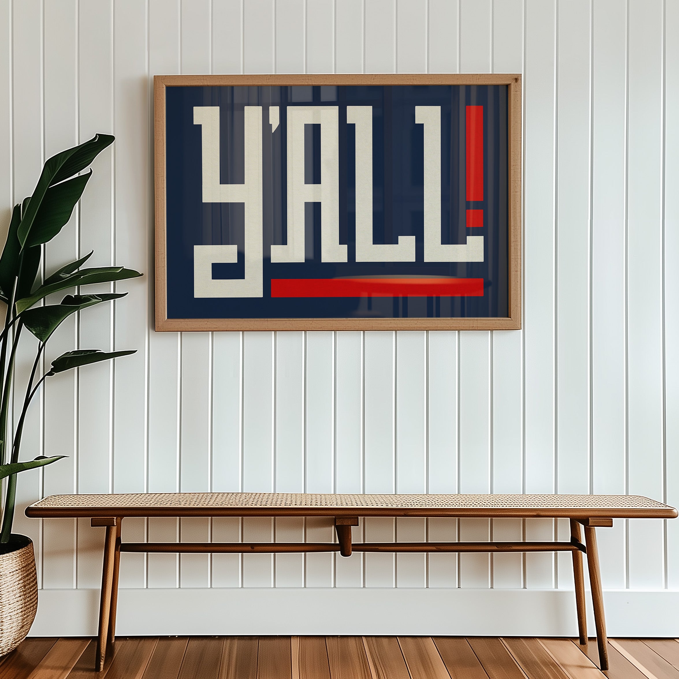 Y'all Typography Navy and White Wall Art Print Poster Decor - Tejas Country Club