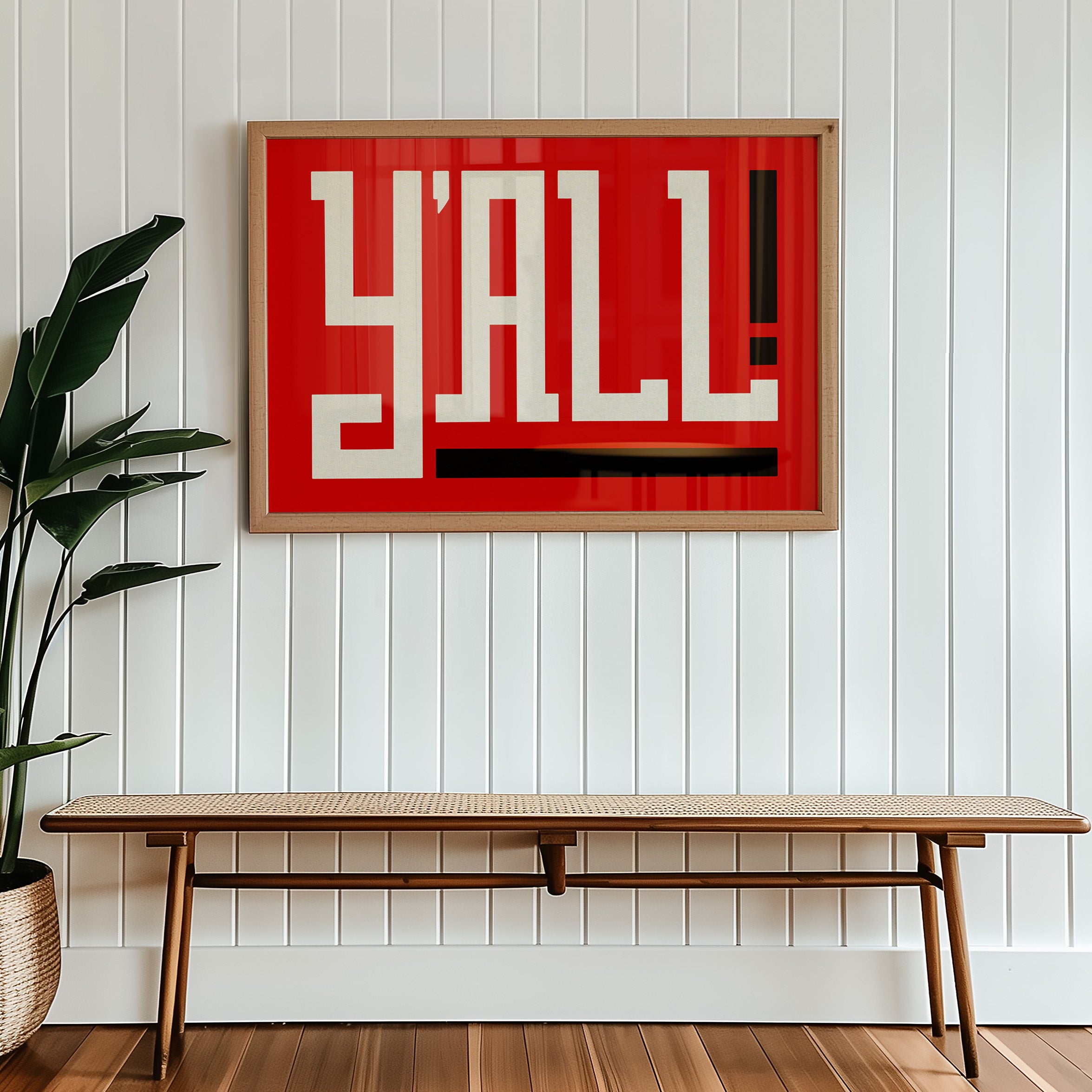 Y'all Typography Red and White Wall Art Print Poster Decor - Tejas Country Club