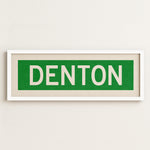 Framed Denton Green and White Bus Scroll - Tejas Country Club