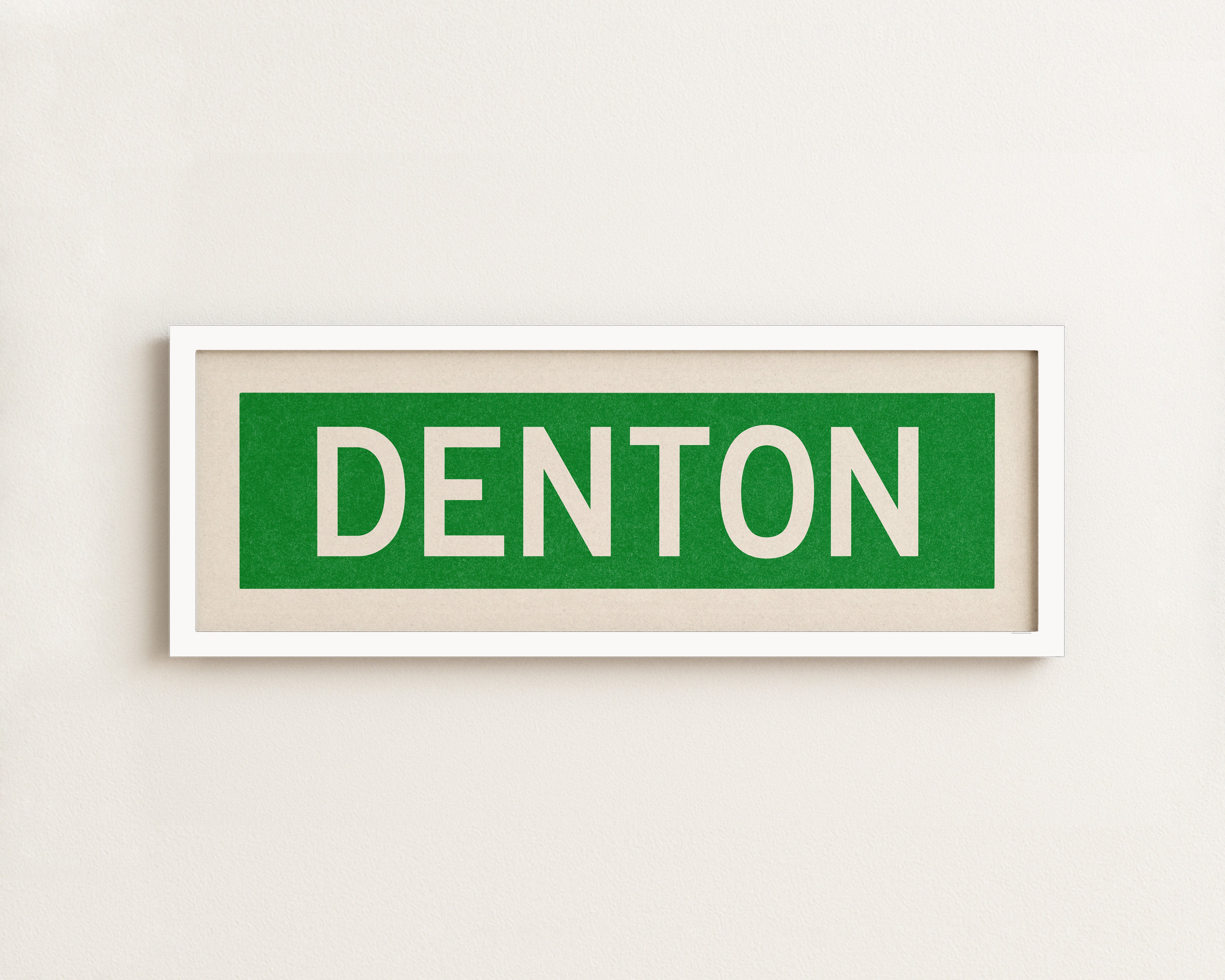 Framed Denton Green and White Bus Scroll - Tejas Country Club