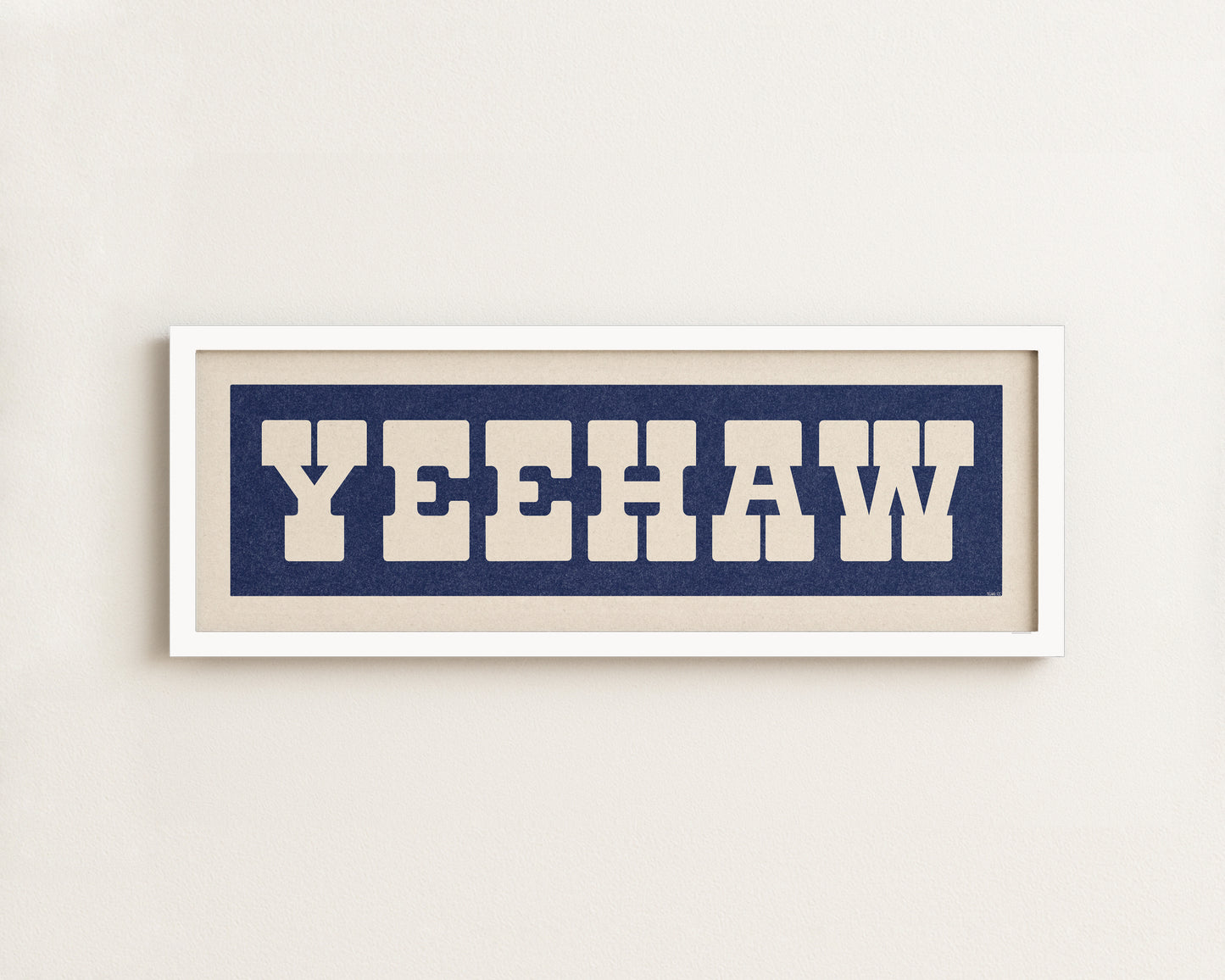 Framed YEEHAW Sign Blue & White Art Print