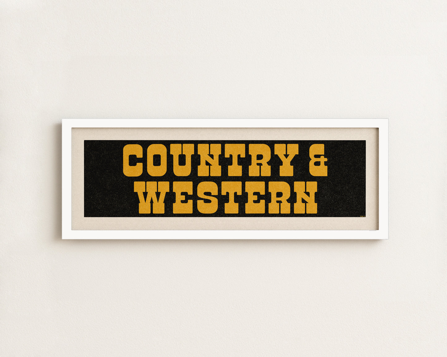 Framed COUNTRY & WESTERN Sign Black & Gold Art Print
