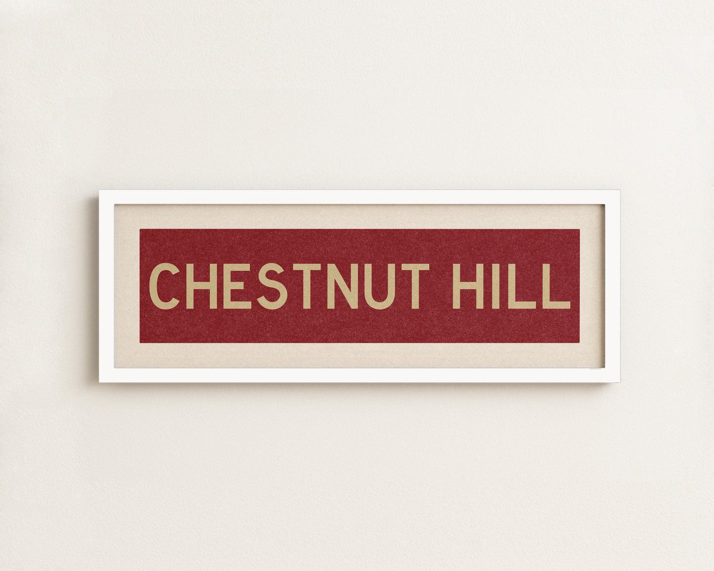Framed Chestnut Hill Cardinal and Gold Bus Scroll