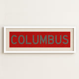 Framed Columbus Red Bus Scroll - Tejas Country Club