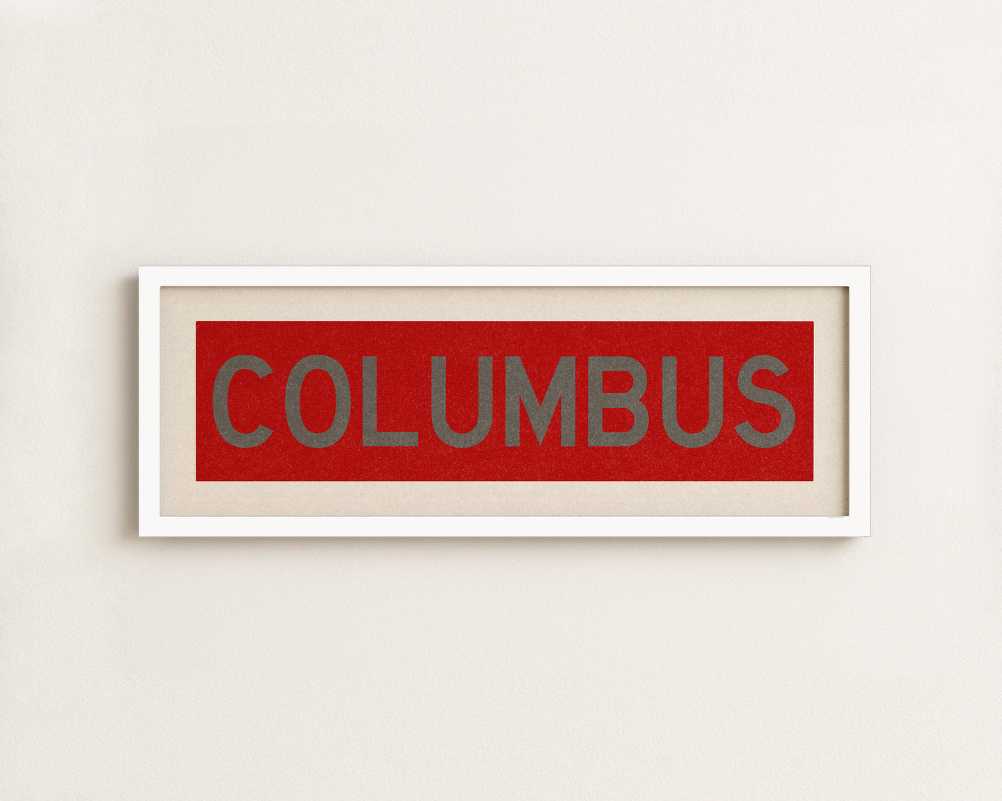 Framed Columbus Red Bus Scroll