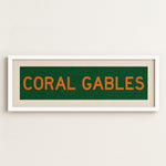 Framed Coral Gables Green and Orange Bus Scroll - Tejas Country Club