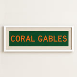 Framed Coral Gables Green and Orange Bus Scroll - Tejas Country Club