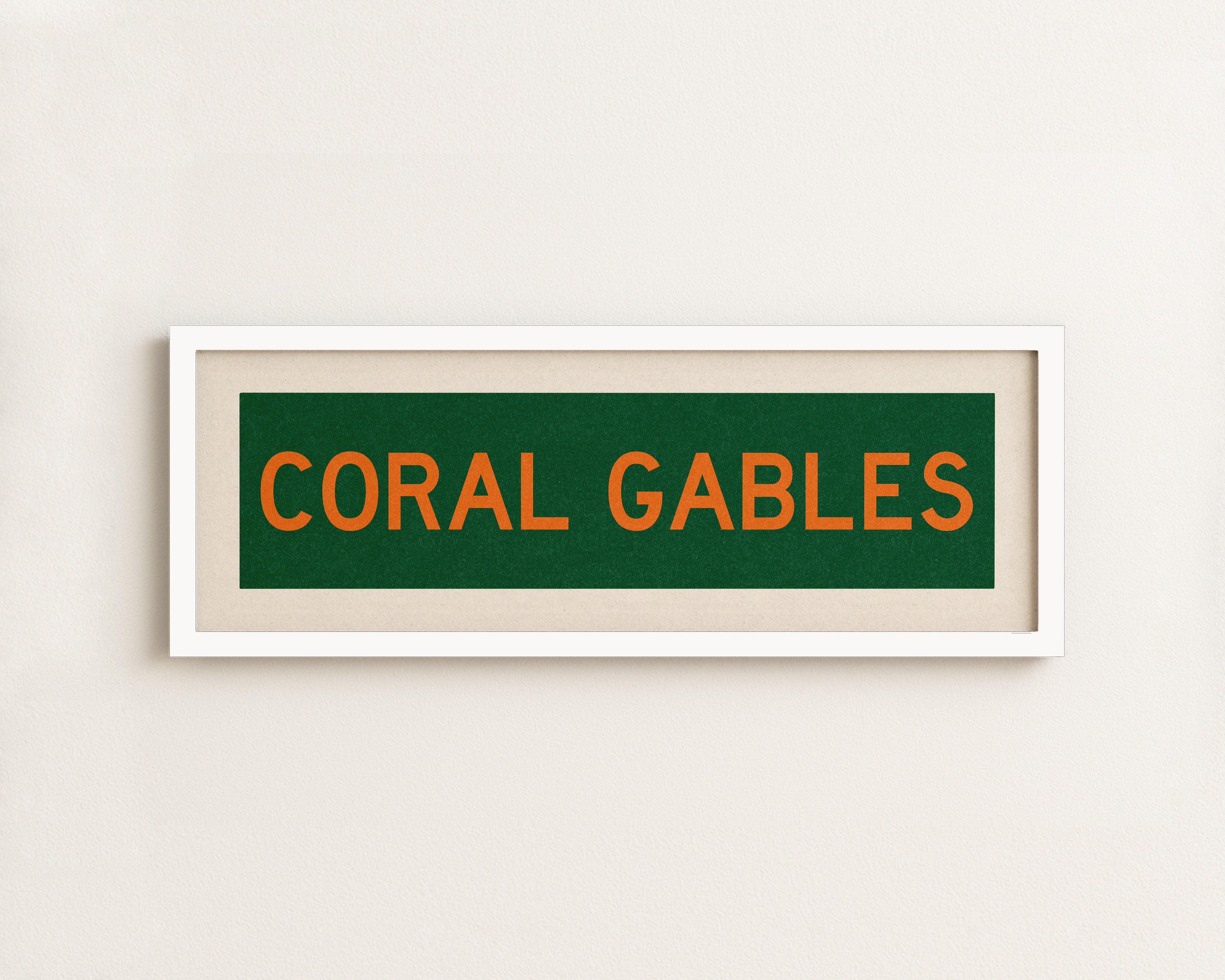 Framed Coral Gables Green and Orange Bus Scroll - Tejas Country Club
