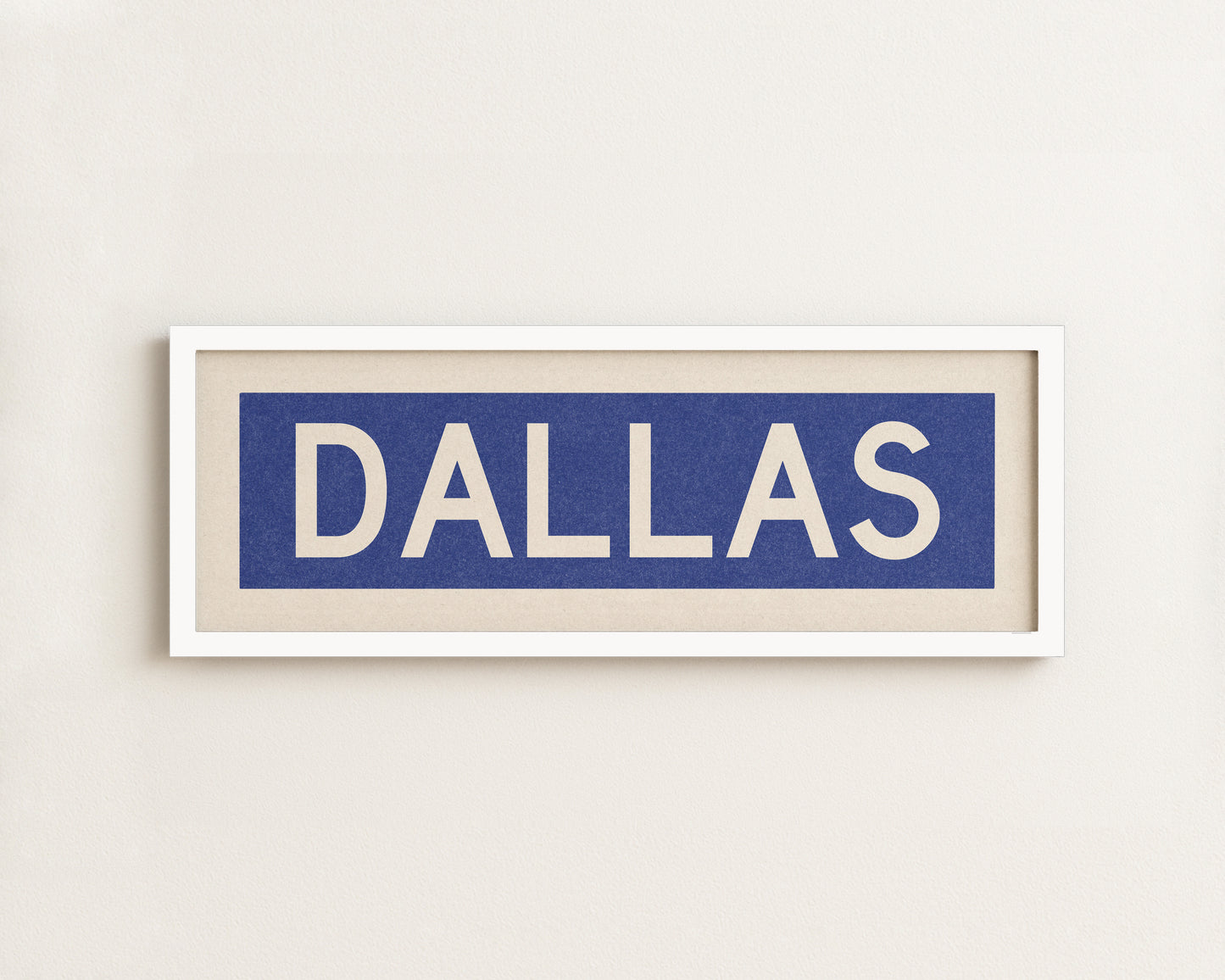 Framed Dallas Blue and White Bus Scroll