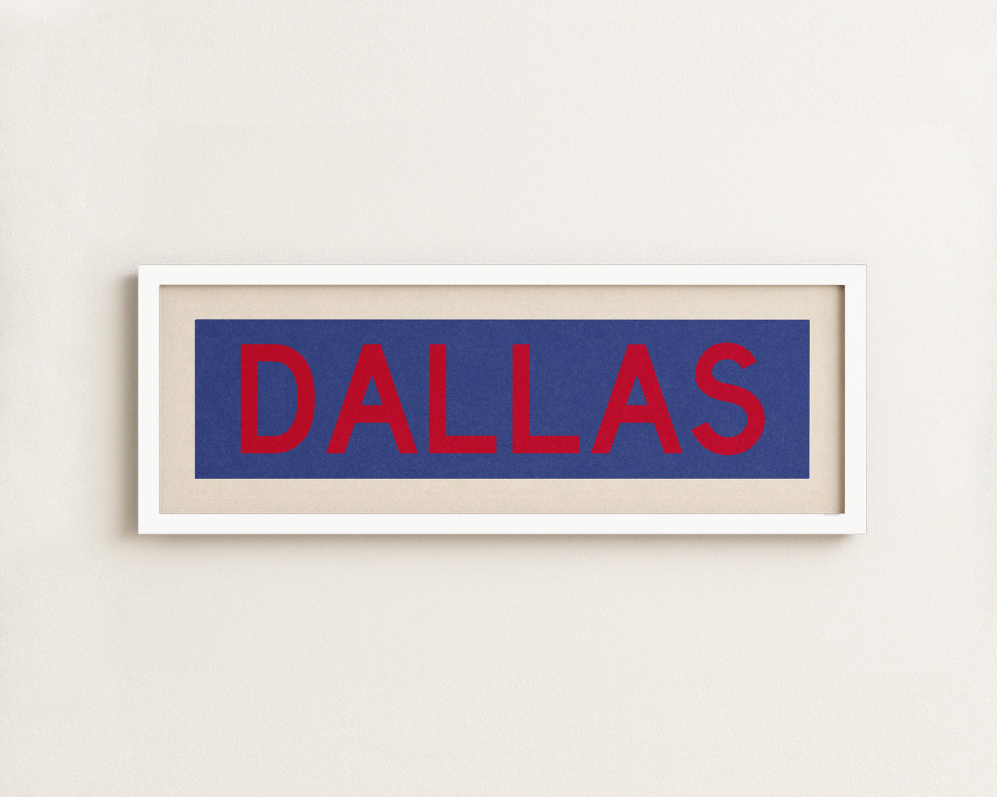 Framed Dallas Blue and Red Bus Scroll