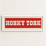 Framed HONKY TONK Sign Red & White Art Print - Tejas Country Club