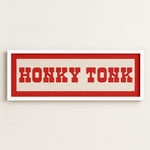 Framed HONKY TONK Sign White & Red Art Print - Tejas Country Club