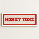 Framed HONKY TONK Sign White & Red Art Print - Tejas Country Club