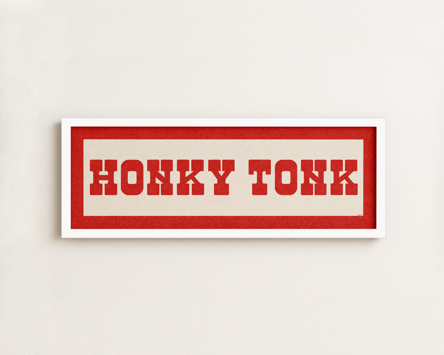Framed HONKY TONK Sign White & Red Art Print