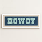 Framed HOWDY Sign Blue & Aqua Art Print - Tejas Country Club