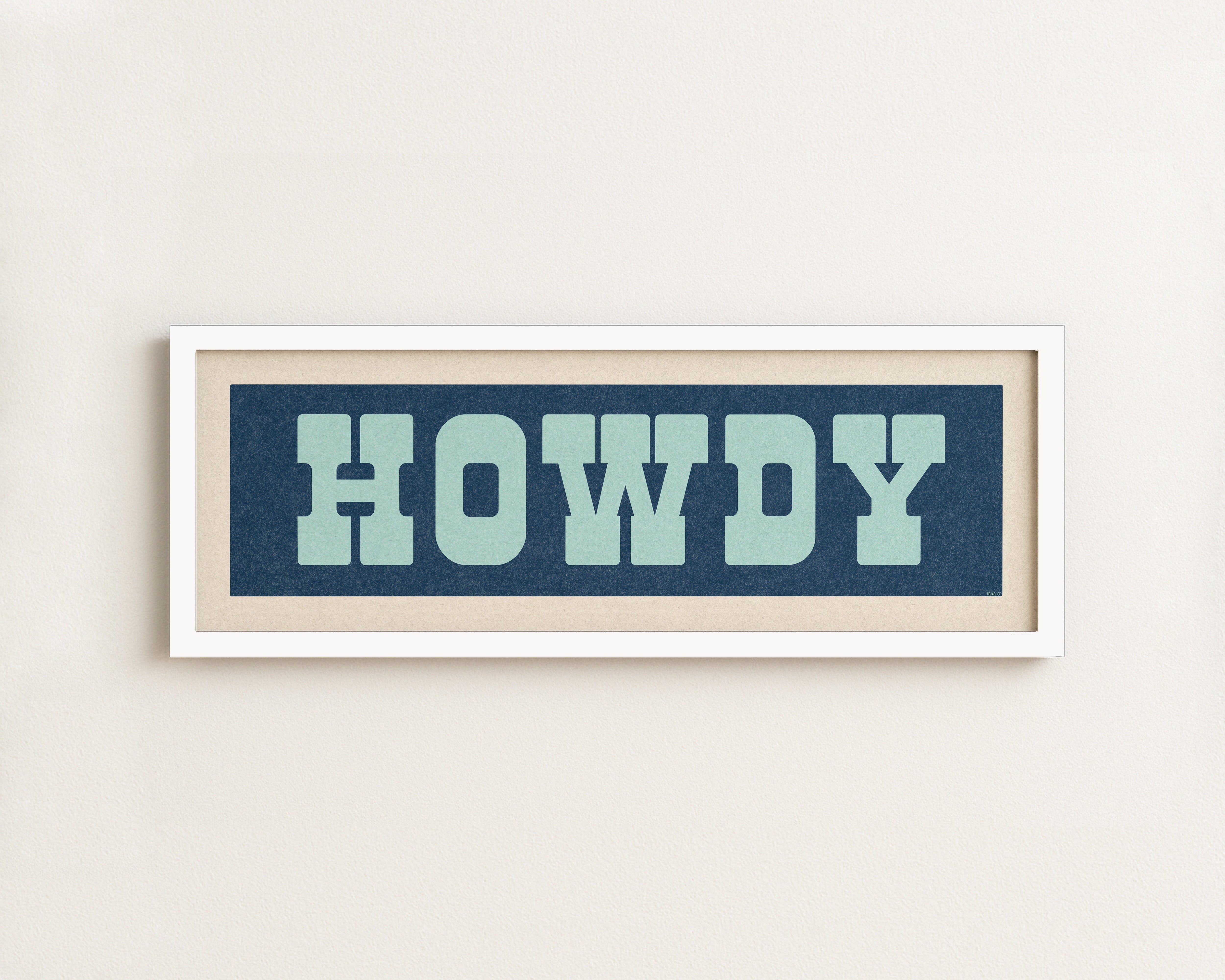 Framed HOWDY Sign Blue & Aqua Art Print - Tejas Country Club