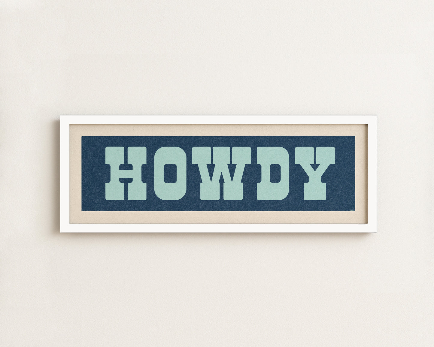 Framed HOWDY Sign Blue & Aqua Art Print