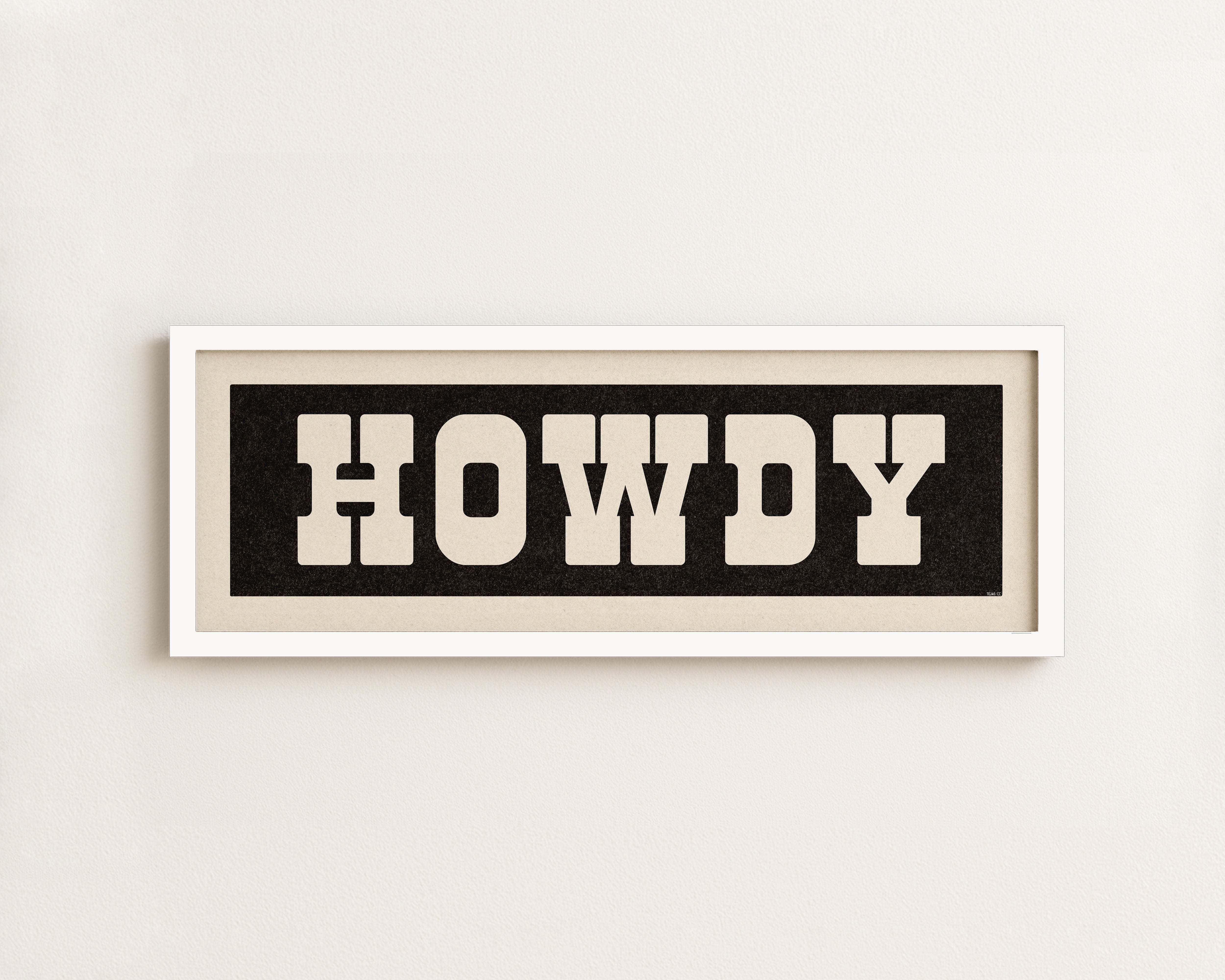 Framed HOWDY Sign Black & White Art Print - Tejas Country Club