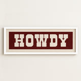 Framed HOWDY Sign Maroon & White Art Print - Tejas Country Club