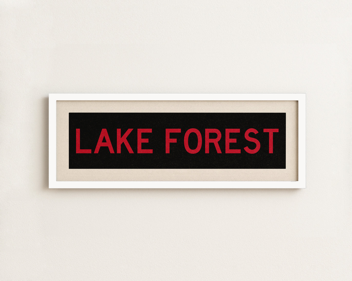 Framed Lake Forest Red and Black Bus Scroll