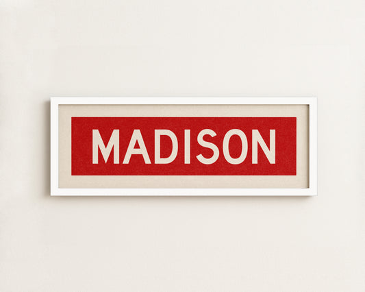 Framed Madison Red Bus Scroll