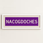 Framed Nacogdoches Purple and White Bus Scroll - Tejas Country Club