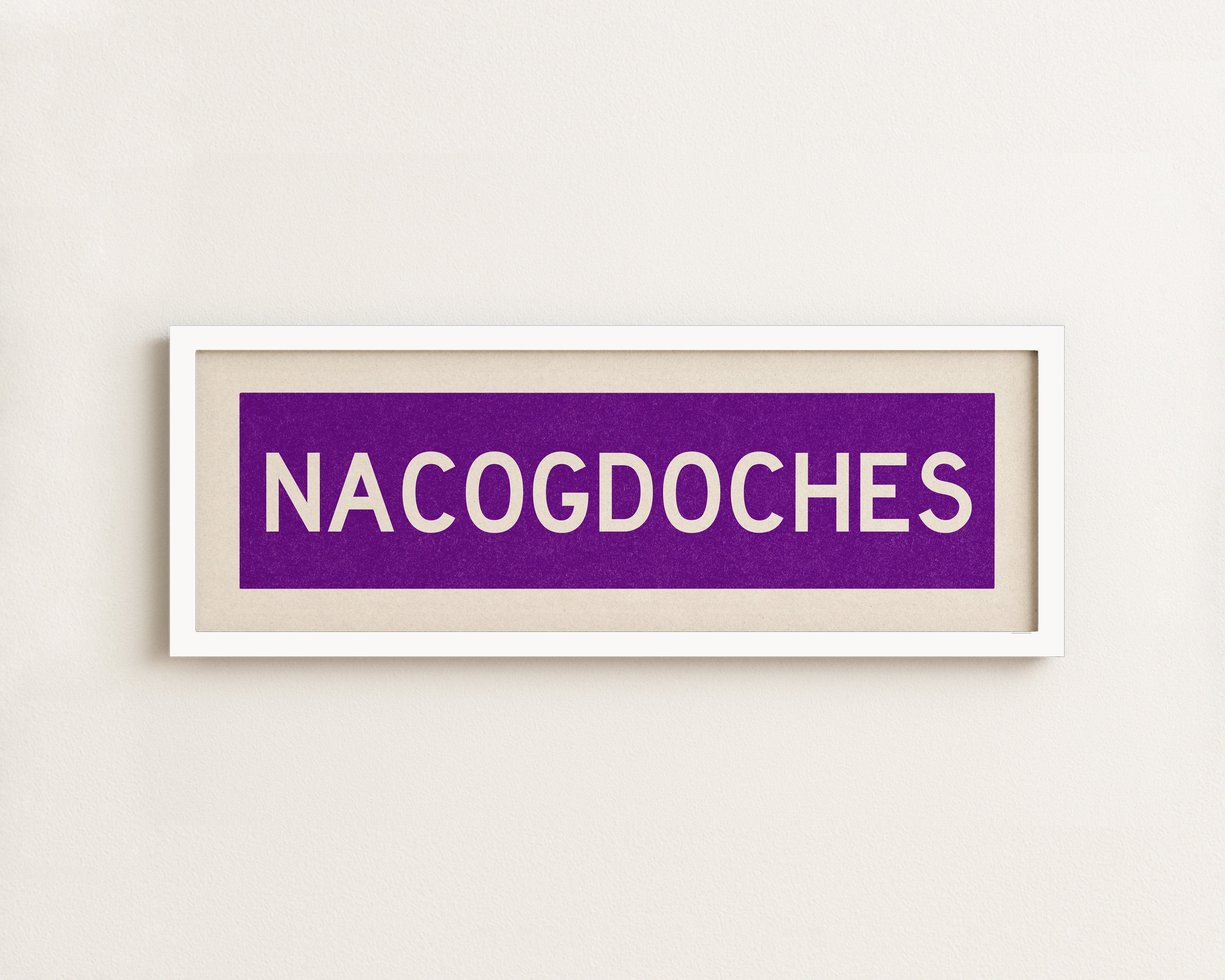 Framed Nacogdoches Purple and White Bus Scroll - Tejas Country Club