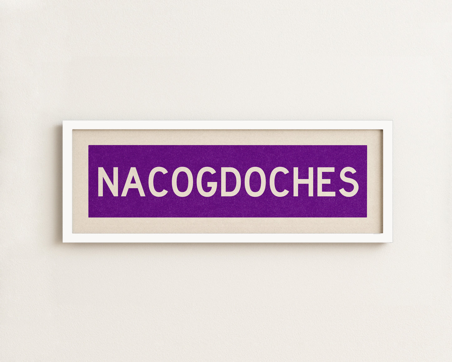 Framed Nacogdoches Purple and White Bus Scroll