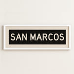 Framed San Marcos Texas Bus Scroll - Tejas Country Club