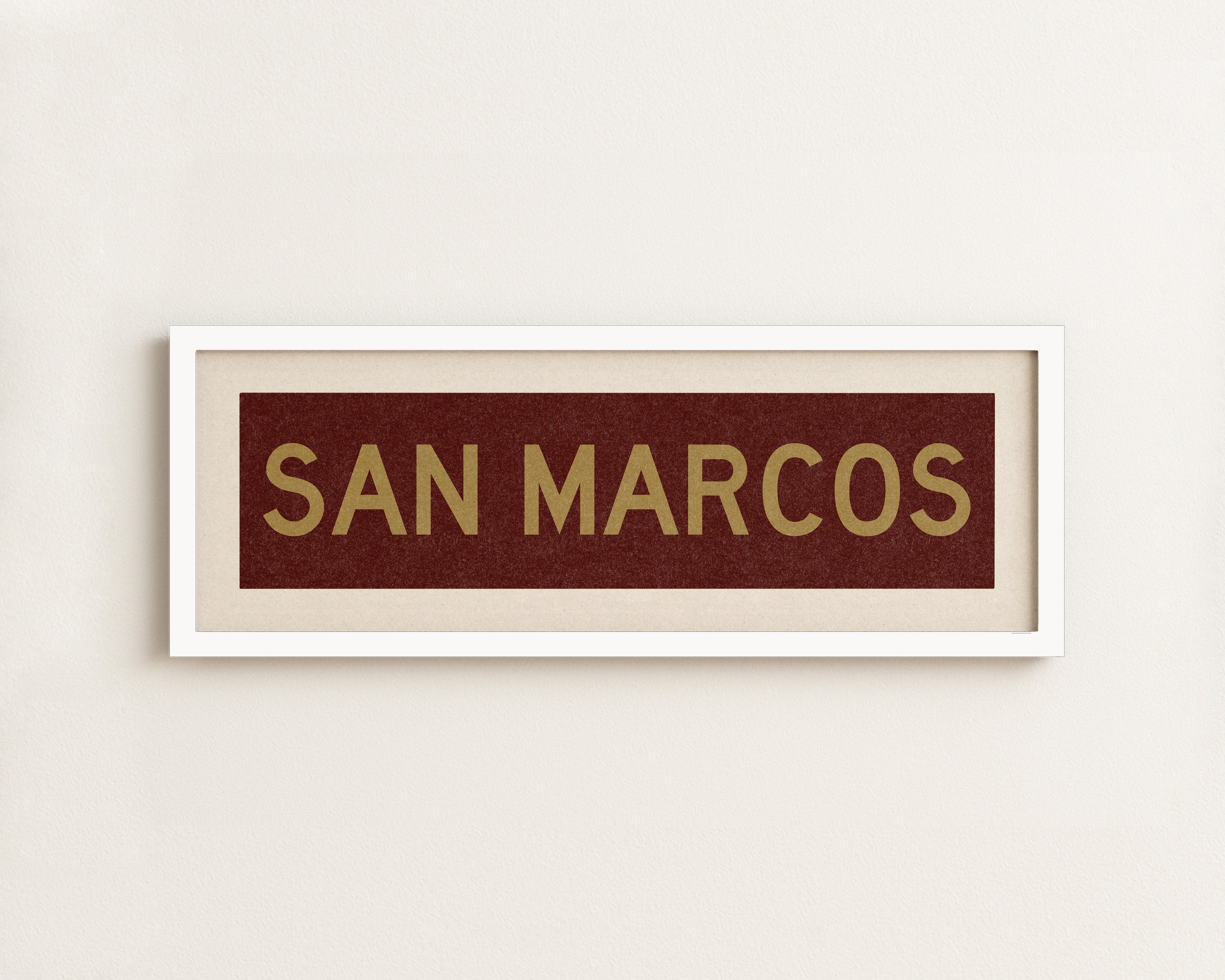 Framed San Marcos Maroon and Gold Bus Scroll - Tejas Country Club