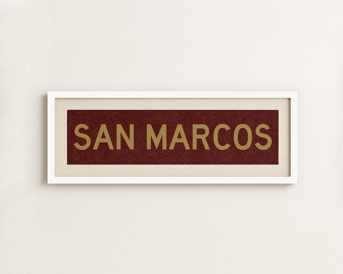 Framed San Marcos Maroon and Gold Bus Scroll
