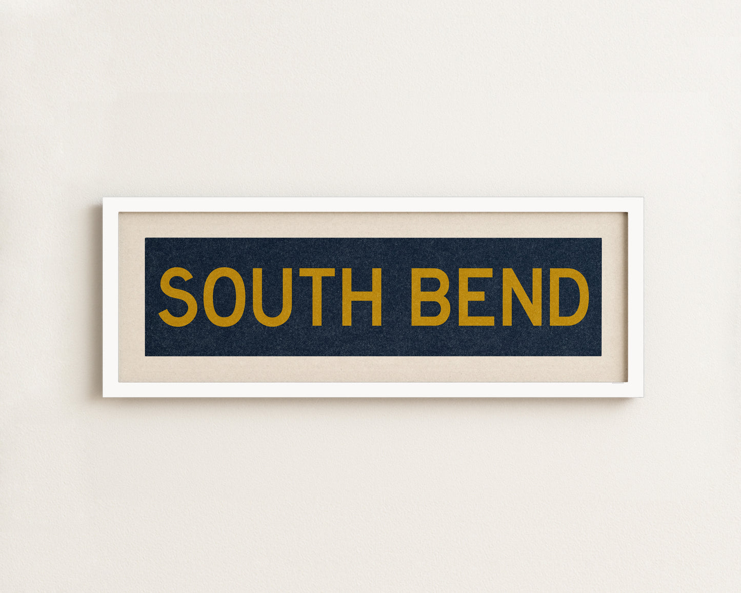 Framed South Bend Navy and Gold Bus Scroll