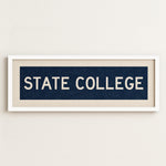 Framed State College Navy Bus Scroll - Tejas Country Club