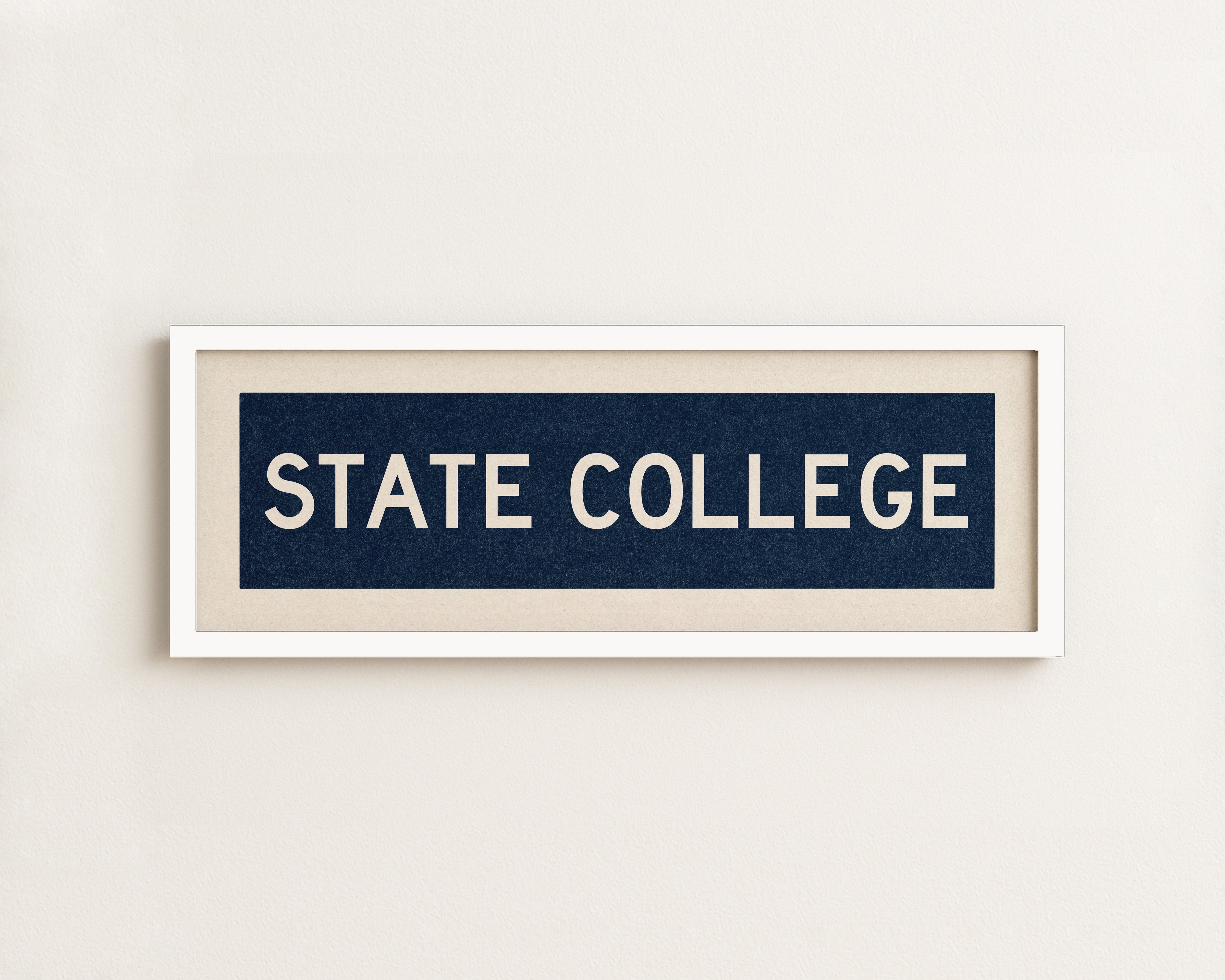Framed State College Navy Bus Scroll - Tejas Country Club