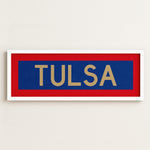 Framed Tulsa Red Blue and Gold Bus Scroll - Tejas Country Club