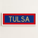 Framed Tulsa Red Blue and Gold Bus Scroll - Tejas Country Club