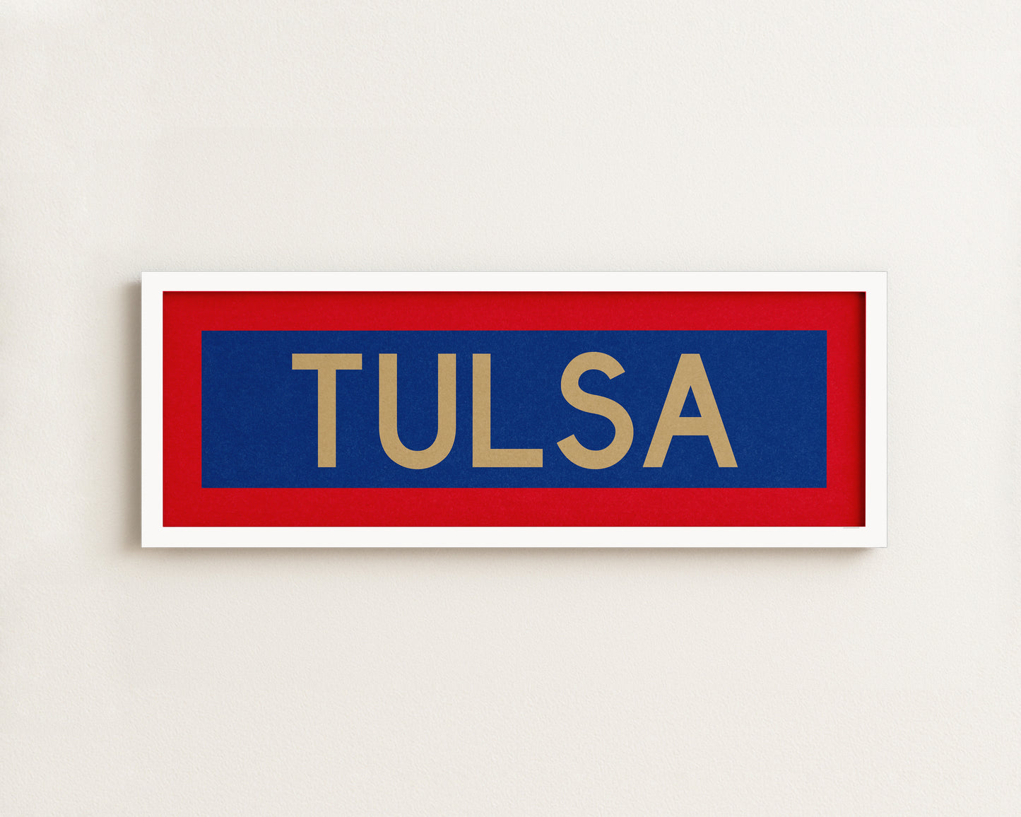 Framed Tulsa Red Blue and Gold Bus Scroll - Tejas Country Club
