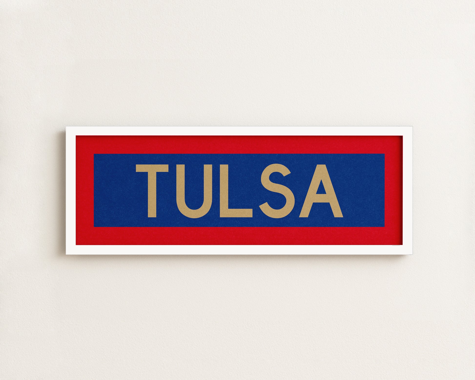 Framed Tulsa Red Blue and Gold Bus Scroll - Tejas Country Club