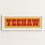 Framed YEEHAW Sign Gold & Red Art Print - Tejas Country Club