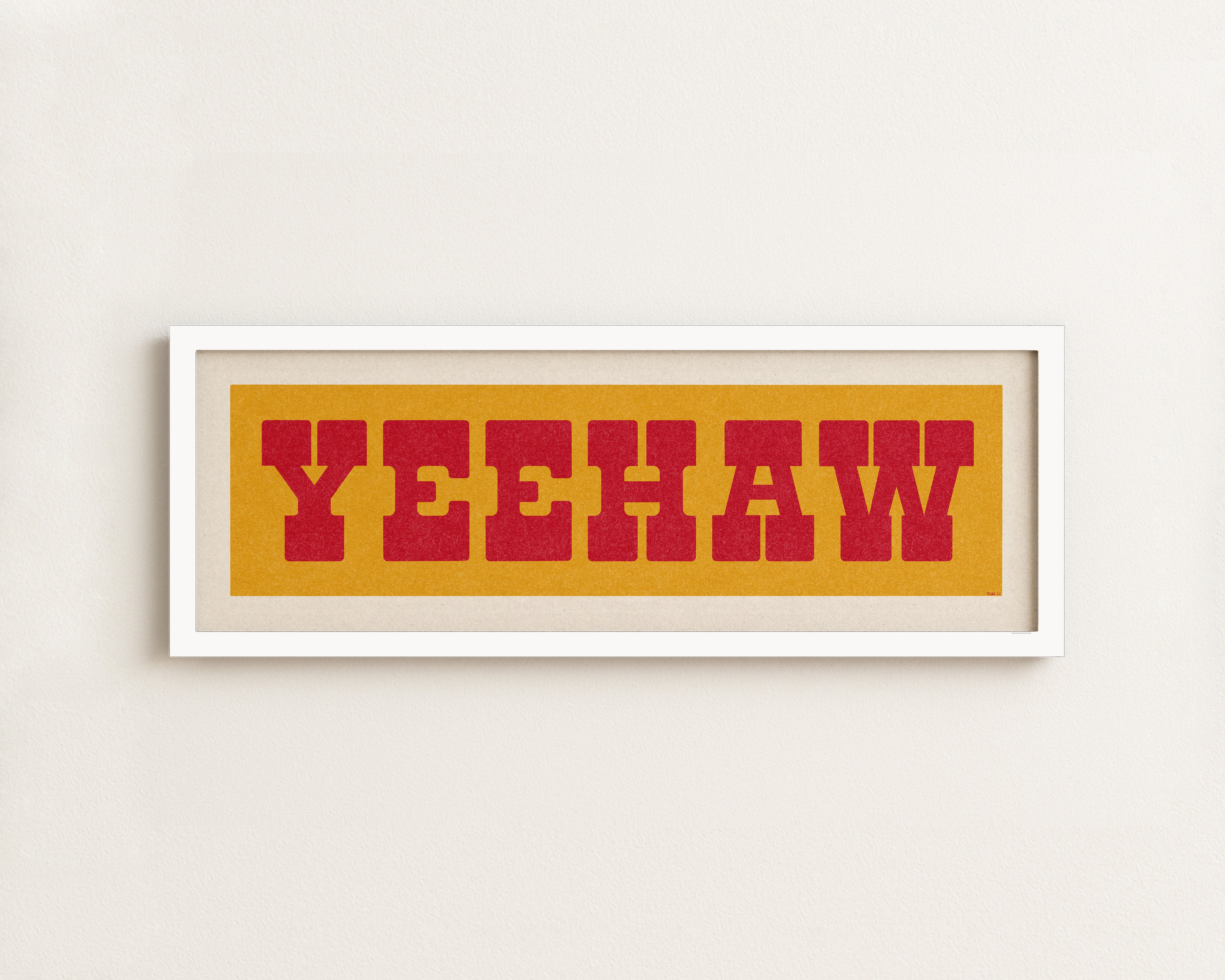 Framed YEEHAW Sign Gold & Red Art Print - Tejas Country Club