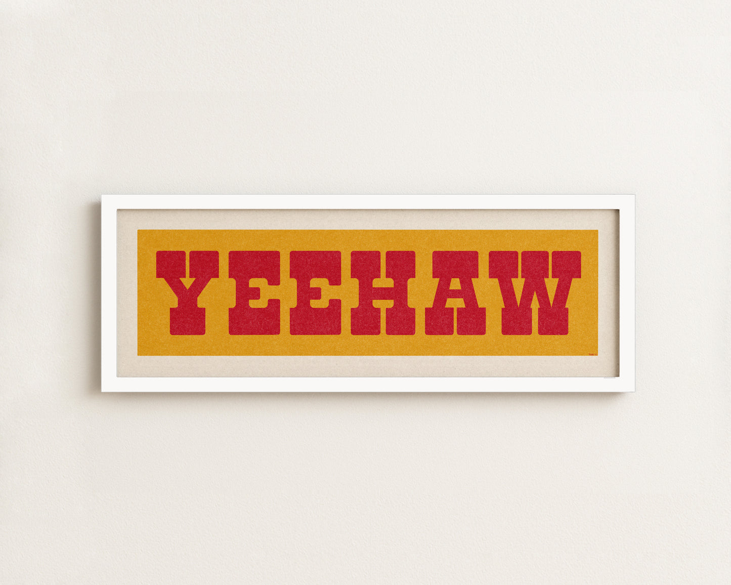 Framed YEEHAW Sign Gold & Red Art Print