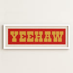 Framed YEEHAW Sign Red & Gold Art Print - Tejas Country Club