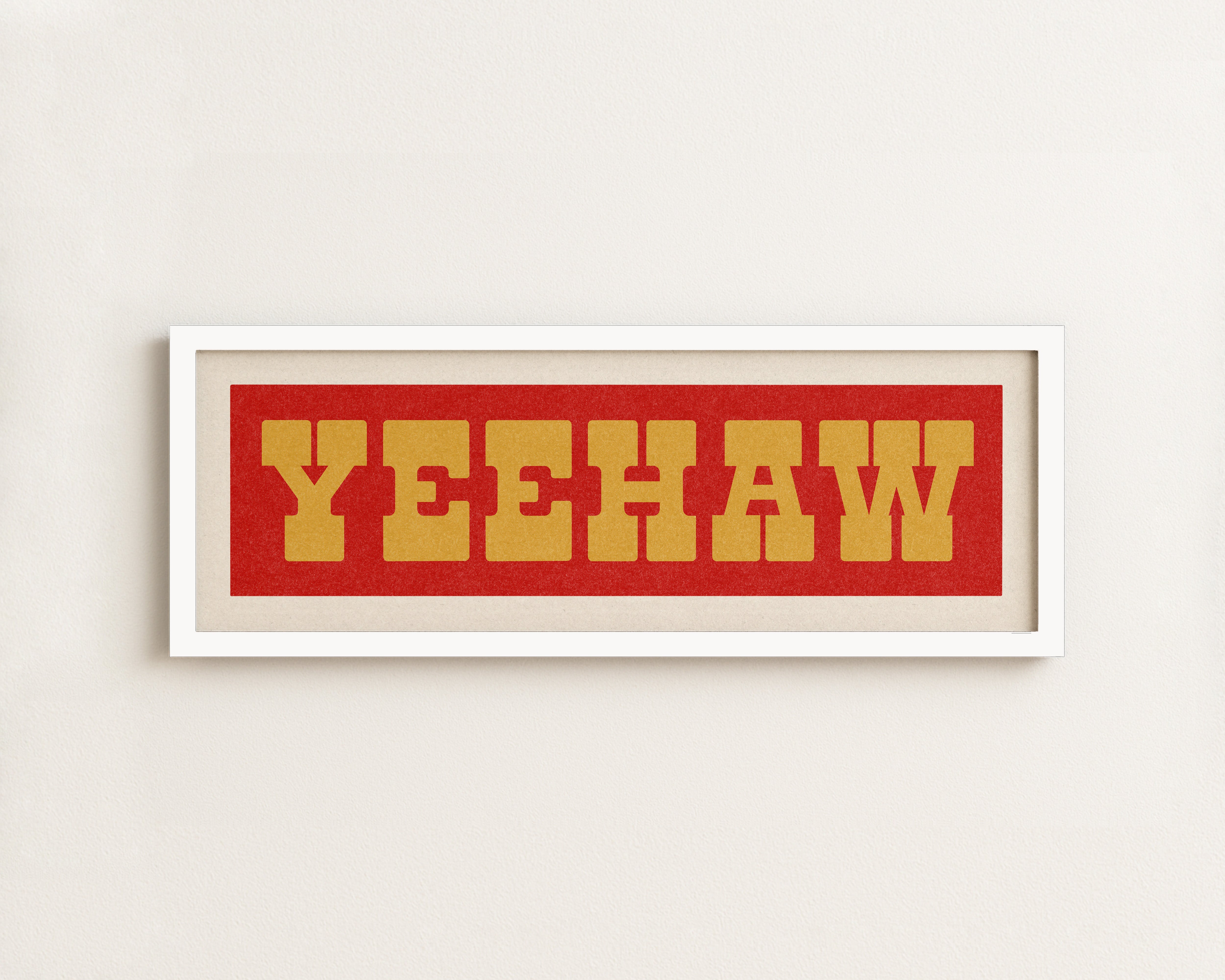 Framed YEEHAW Sign Red & Gold Art Print - Tejas Country Club
