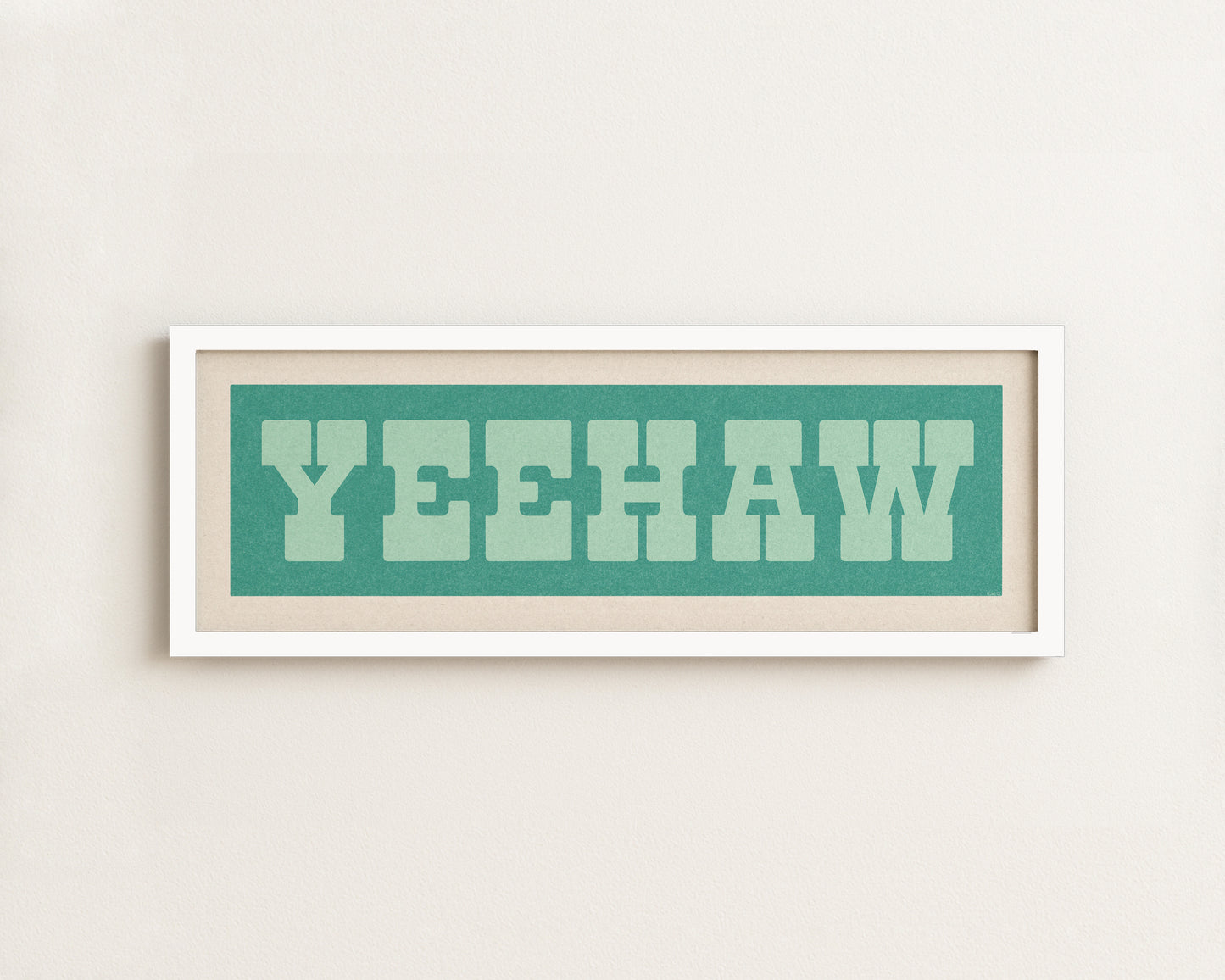 Framed YEEHAW Sign Turquoise & Mint Art Print