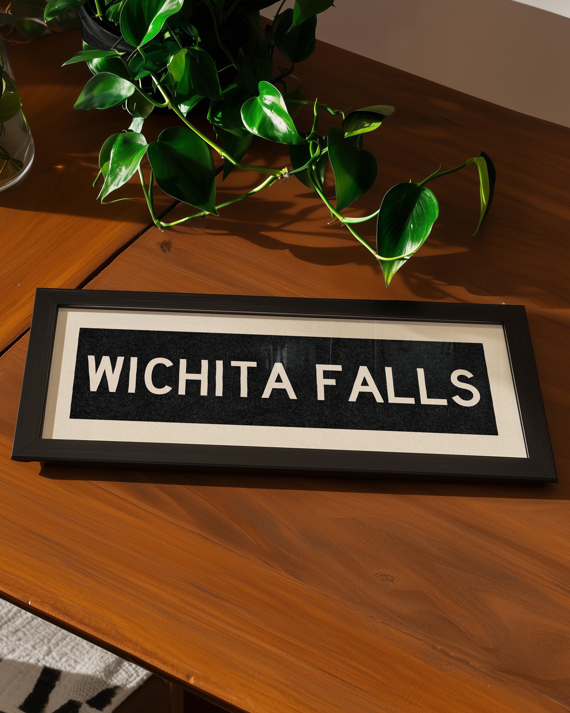 Framed Wichita Falls Bus Scroll Sign - Tejas Country Club