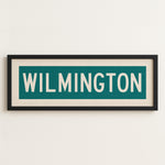 Framed Wilmington Teal and White Bus Scroll - Tejas Country Club